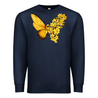 Navy flowers and childhood cancer ribbon butterfly Premium Sweatshirt - texasbilliewilder