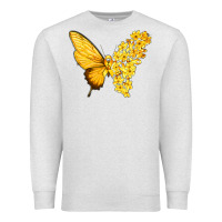 Oatmeal Heather flowers and childhood cancer ribbon butterfly Premium Sweatshirt - texasbilliewilder