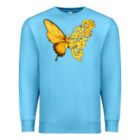 Ocean Blue flowers and childhood cancer ribbon butterfly Premium Sweatshirt - texasbilliewilder