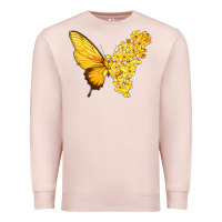 Pale Pink flowers and childhood cancer ribbon butterfly Premium Sweatshirt - texasbilliewilder