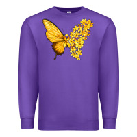 Purple flowers and childhood cancer ribbon butterfly Premium Sweatshirt - texasbilliewilder