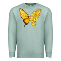 Seafoam flowers and childhood cancer ribbon butterfly Premium Sweatshirt - texasbilliewilder