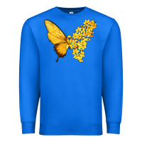 True Royal flowers and childhood cancer ribbon butterfly Premium Sweatshirt - texasbilliewilder