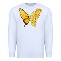 White flowers and childhood cancer ribbon butterfly Premium Sweatshirt - texasbilliewilder