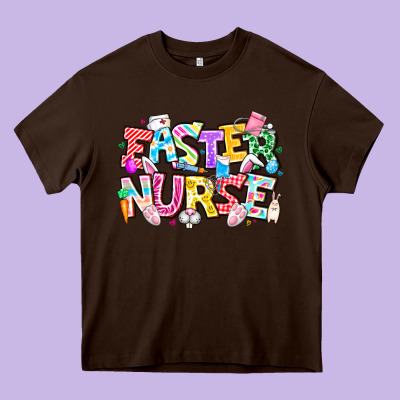 Easter Nurse Heavy Core Tee Designed By Cowhidedigitalart