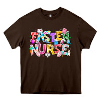 Chocolate Brown Easter Nurse Heavy Core Tee - CowhideDigitalArt