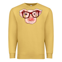 Antique Gold pig with red glasses Premium Sweatshirt - RanaPortraitStore