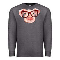 Charcoal Heather pig with red glasses Premium Sweatshirt - RanaPortraitStore