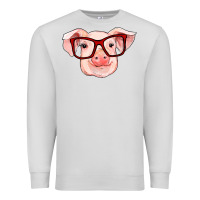 Dove Grey pig with red glasses Premium Sweatshirt - RanaPortraitStore