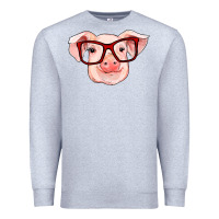 Heather Grey pig with red glasses Premium Sweatshirt - RanaPortraitStore