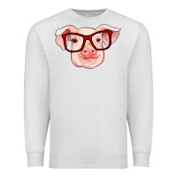 Oatmeal Heather pig with red glasses Premium Sweatshirt - RanaPortraitStore