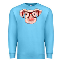 Ocean Blue pig with red glasses Premium Sweatshirt - RanaPortraitStore