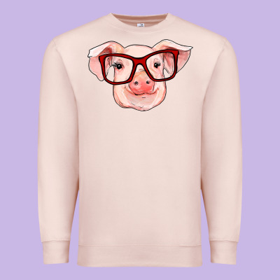 Pig With Red Glasses Premium Sweatshirt Designed By Ranaportraitstore