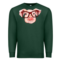 Sports Green pig with red glasses Premium Sweatshirt - RanaPortraitStore