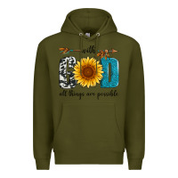 Army Green with god all things are possible Premium Hoodie - Artiststas