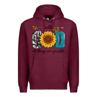 Burgundy with god all things are possible Premium Hoodie - Artiststas