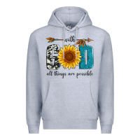 Heather Grey with god all things are possible Premium Hoodie - Artiststas