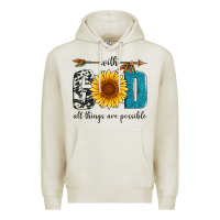Oatmeal Heather with god all things are possible Premium Hoodie - Artiststas