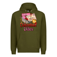 Army Green valentine vibes Premium Hoodie - AdoDesignShop