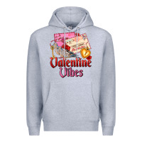 Heather Grey valentine vibes Premium Hoodie - AdoDesignShop
