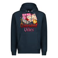 Navy valentine vibes Premium Hoodie - AdoDesignShop