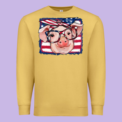 American Flag Pig Premium Sweatshirt Designed By Ranaportraitstore