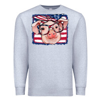 Heather Grey american flag pig Premium Sweatshirt - RanaPortraitStore