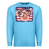 Ocean Blue american flag pig Premium Sweatshirt - RanaPortraitStore