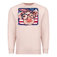 Pale Pink american flag pig Premium Sweatshirt - RanaPortraitStore