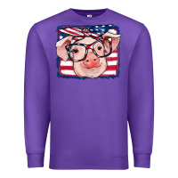 Purple american flag pig Premium Sweatshirt - RanaPortraitStore