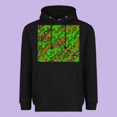Distressed Shamrock And Leopard Heavyweight Hoodie Designed By Ranaportraitstore