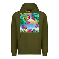 Army Green seahorse and beach Premium Hoodie - BundleAndBundleShop