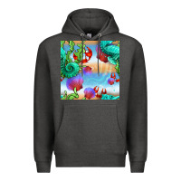 Charcoal Heather seahorse and beach Premium Hoodie - BundleAndBundleShop