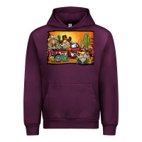 Mauve Wine western truck cowboy gnome background Urban Hoodie - BarkalooDesign