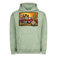 Pigment Oil Green western truck cowboy gnome background Urban Hoodie - BarkalooDesign