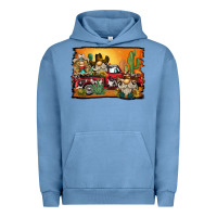 Pigment Pebble Blue western truck cowboy gnome background Urban Hoodie - BarkalooDesign