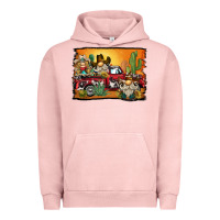 Pigment Salmon western truck cowboy gnome background Urban Hoodie - BarkalooDesign