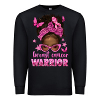 Black afro messy bun breast cancer warrior Premium Sweatshirt - texasbilliewilder