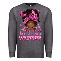 Charcoal Heather afro messy bun breast cancer warrior Premium Sweatshirt - texasbilliewilder