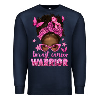 Navy afro messy bun breast cancer warrior Premium Sweatshirt - texasbilliewilder