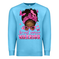 Ocean Blue afro messy bun breast cancer warrior Premium Sweatshirt - texasbilliewilder