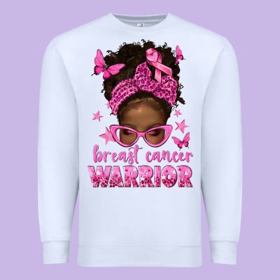 Afro Messy Bun Breast Cancer Warrior Premium Sweatshirt Designed By Texasbilliewilder