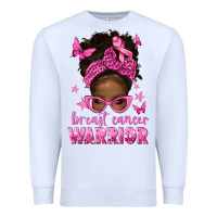 White afro messy bun breast cancer warrior Premium Sweatshirt - texasbilliewilder