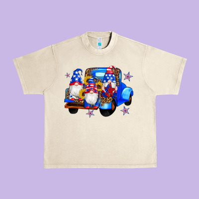 American Flag Gnomes Truck Sunflowers Star Leopard Urban Heavy Tee Designed By Artiststas
