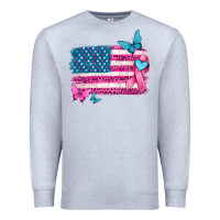 Heather Grey American flag breast cancer with ribbon Premium Sweatshirt - texasbilliewilder