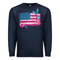 American Flag Breast Cancer With Ribbon Premium Sweatshirt | Teevron