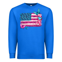 True Royal American flag breast cancer with ribbon Premium Sweatshirt - texasbilliewilder