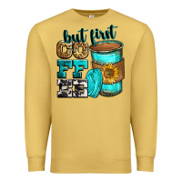 Antique Gold but first coffee Premium Sweatshirt - Zillion Design Studio