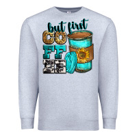 Heather Grey but first coffee Premium Sweatshirt - Zillion Design Studio