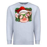 Heather Grey christmas pig Premium Sweatshirt - RanaPortraitStore